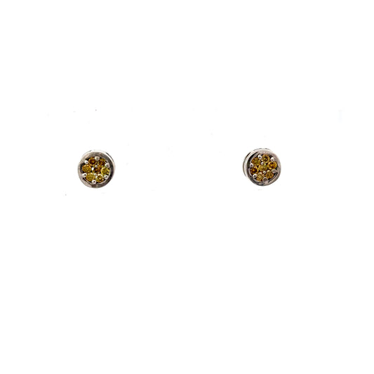 14kt Yellow stones with white gold studs
