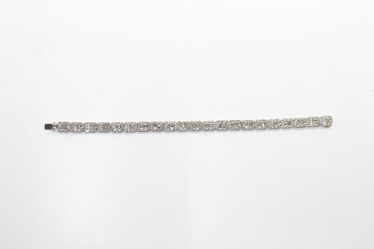 14KT White Gold Bracelet with Round and Baguette Diamonds