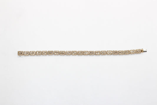 14KT Yellow Gold Bracelet with Round and Baguette Diamonds