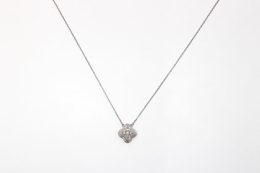 14KT White Gold Diamond Necklace with Round Diamonds