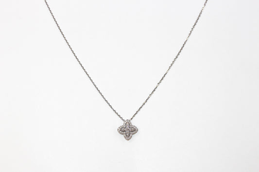 14KT White Gold Necklace with Round Diamonds