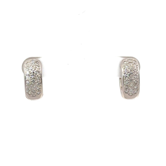 Diamond Hoops Earrings 14k White gold