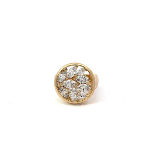 Fancy Leaf Diamond Ring 14K Yellow Gold