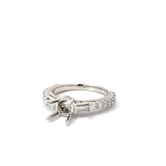 18k White Gold Ring with Customizing Emerald Mount