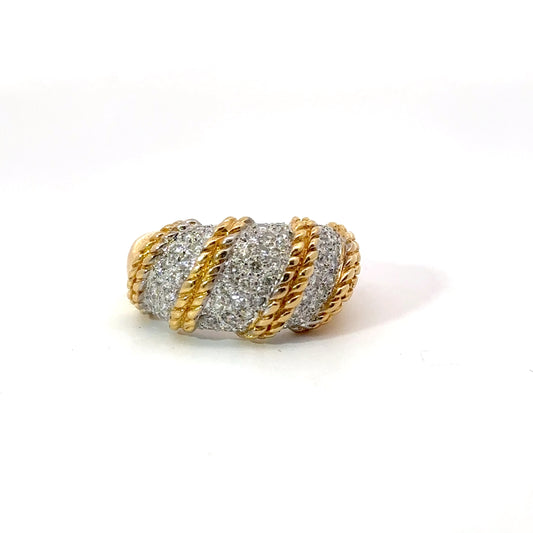 Two Tone Fancy Rope 18K Ring