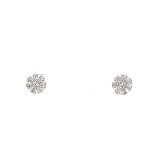 14kt Flower studs with white gold