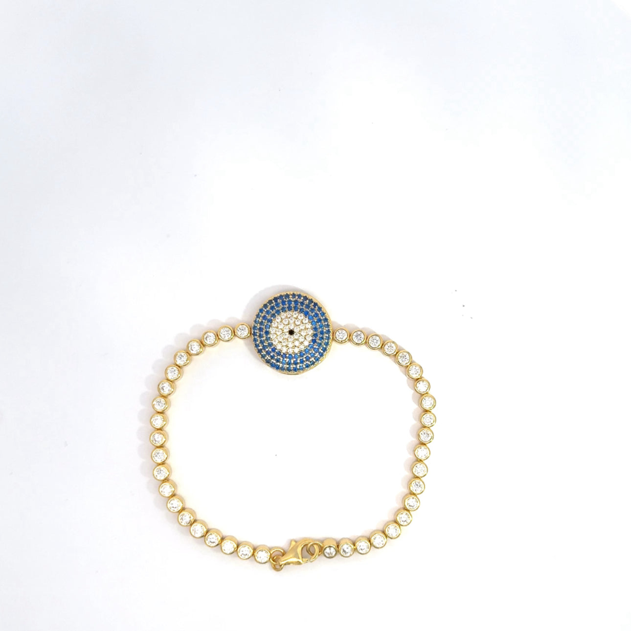 Sterling Silver Blue Evil Eye CZ Bracelet