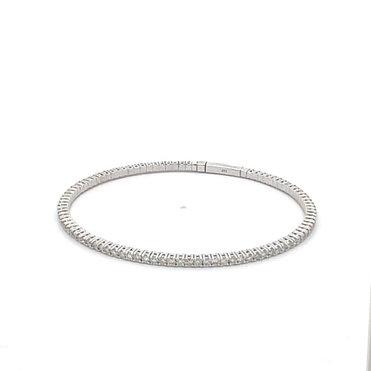 14K White Gold Diamond Bangle Bracelet