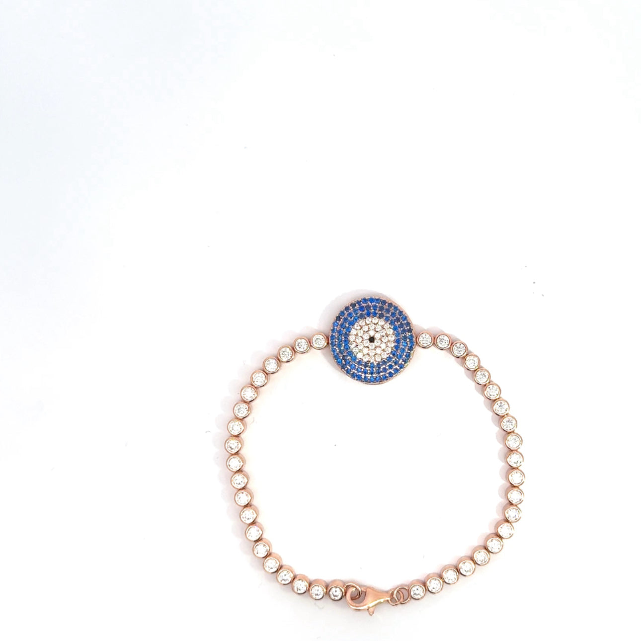 Sterling Silver Blue Evil Eye CZ Bracelet
