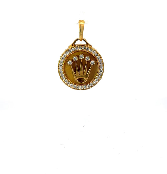 14K Yellow Gold Diamond Custom Pendant Crown Side