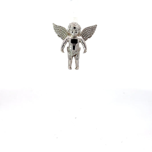 14K White Gold Diamond Angel Custom Pendant