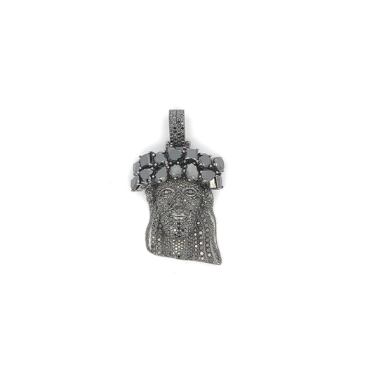 Jesus Head Pendant Black Diamonds