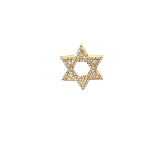 14K Diamond Star of David Yellow Gold