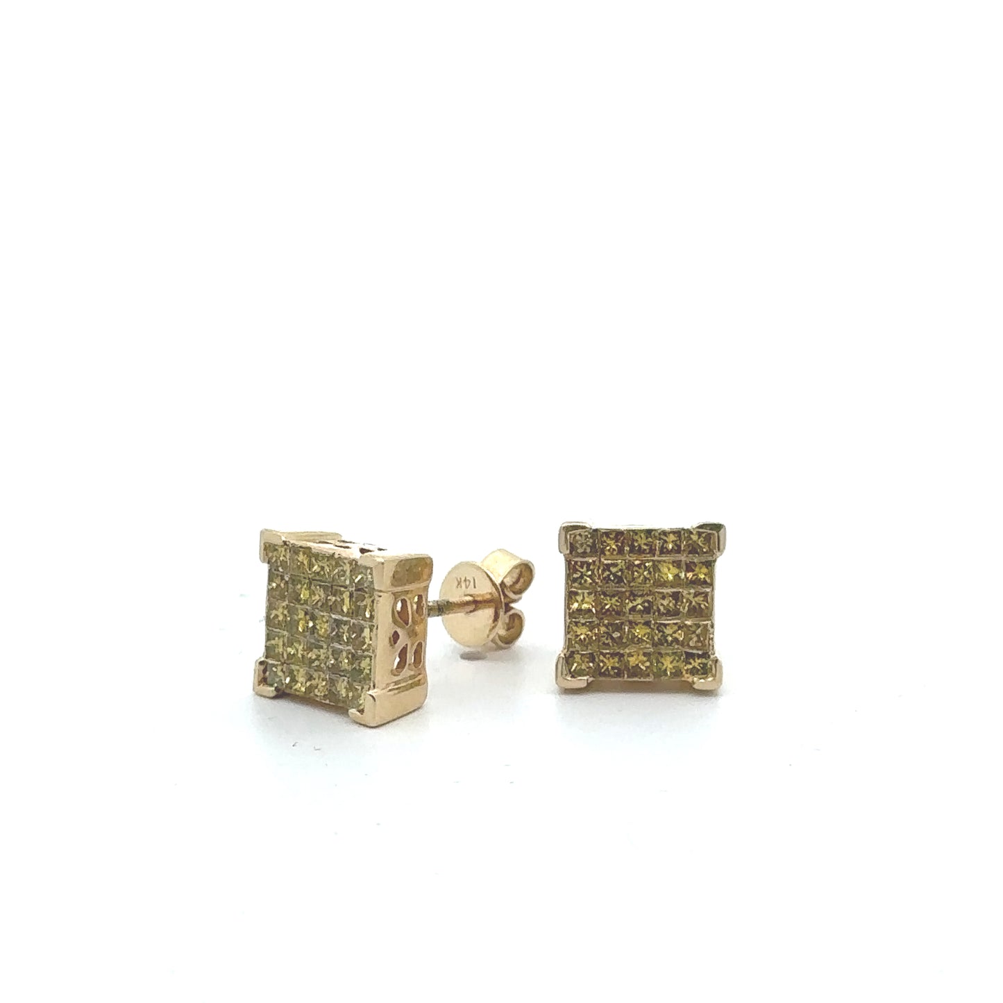 14k Square Studs Yellow Gold