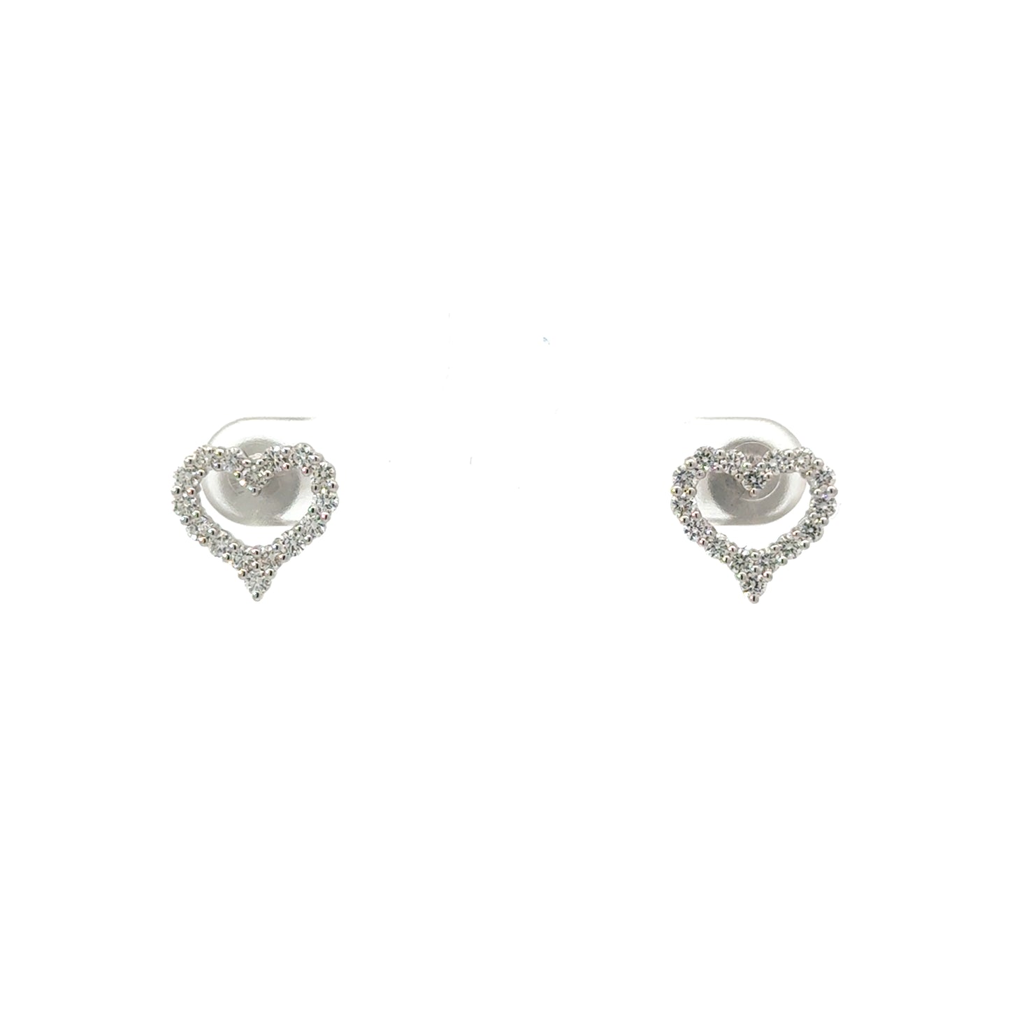 Natural Diamond 18K White Gold Heart Shaped Stud Earrings
