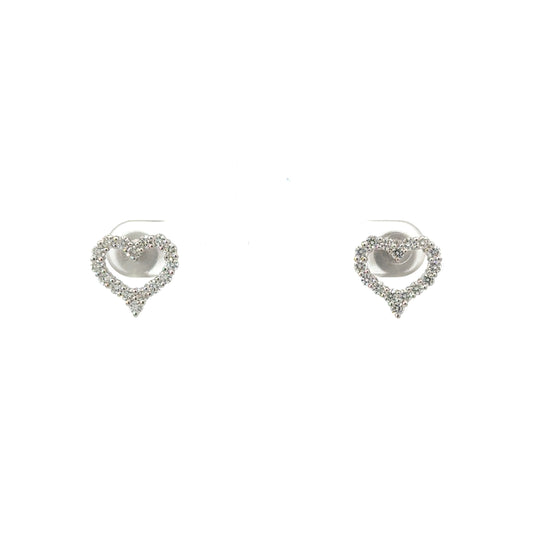 Natural Diamond 18K White Gold Heart Shaped Stud Earrings