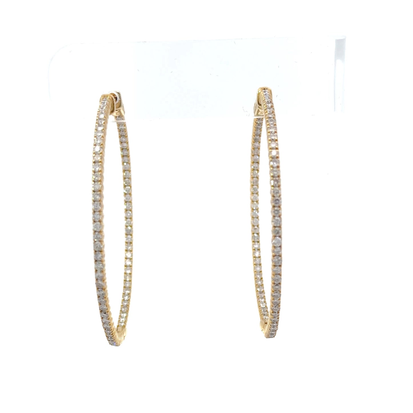 14K Diamond Yellow Gold Hoops