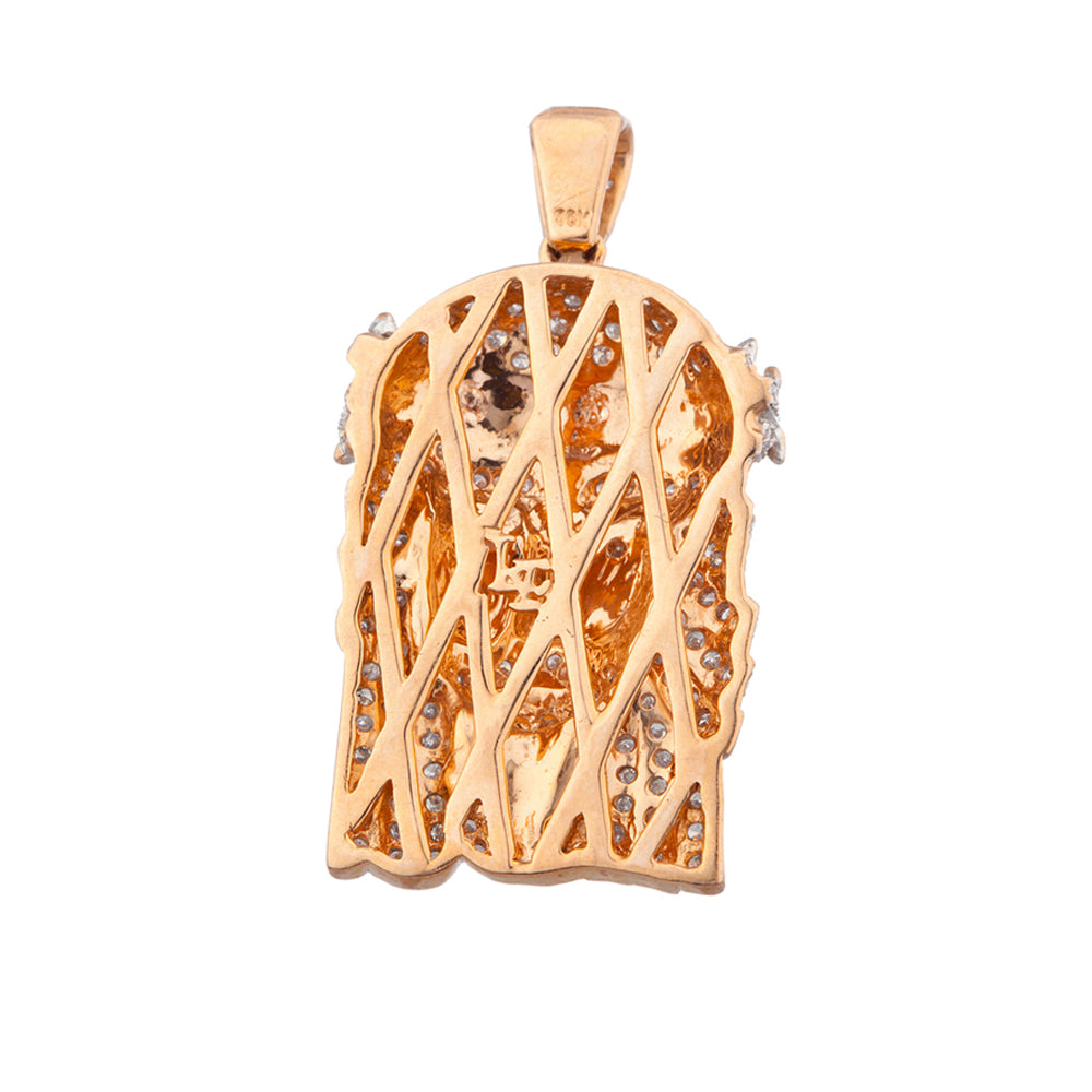 1.3 Inch Rose Gold Diamond Jesus Head Pendant