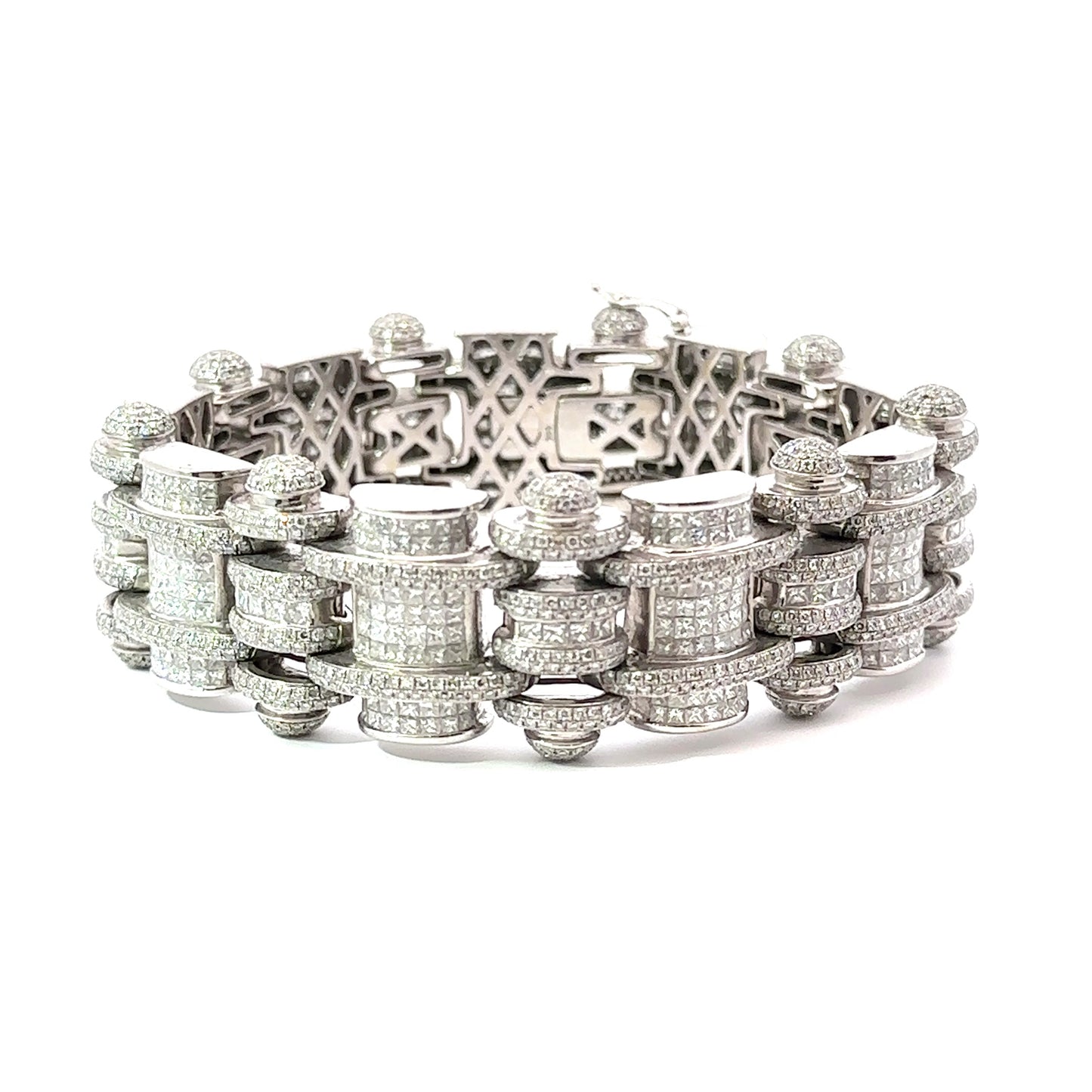 Fancy Diamond Men's Bracelet 14K White Gold