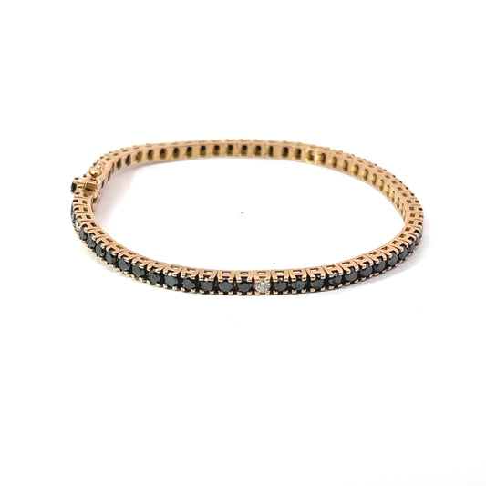 Black Diamond Tennis Bracelet 14k Yellow Gold
