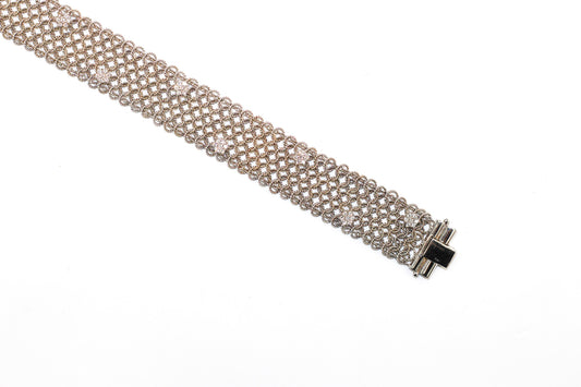 14KT White Gold Diamond Mesh Bracelet