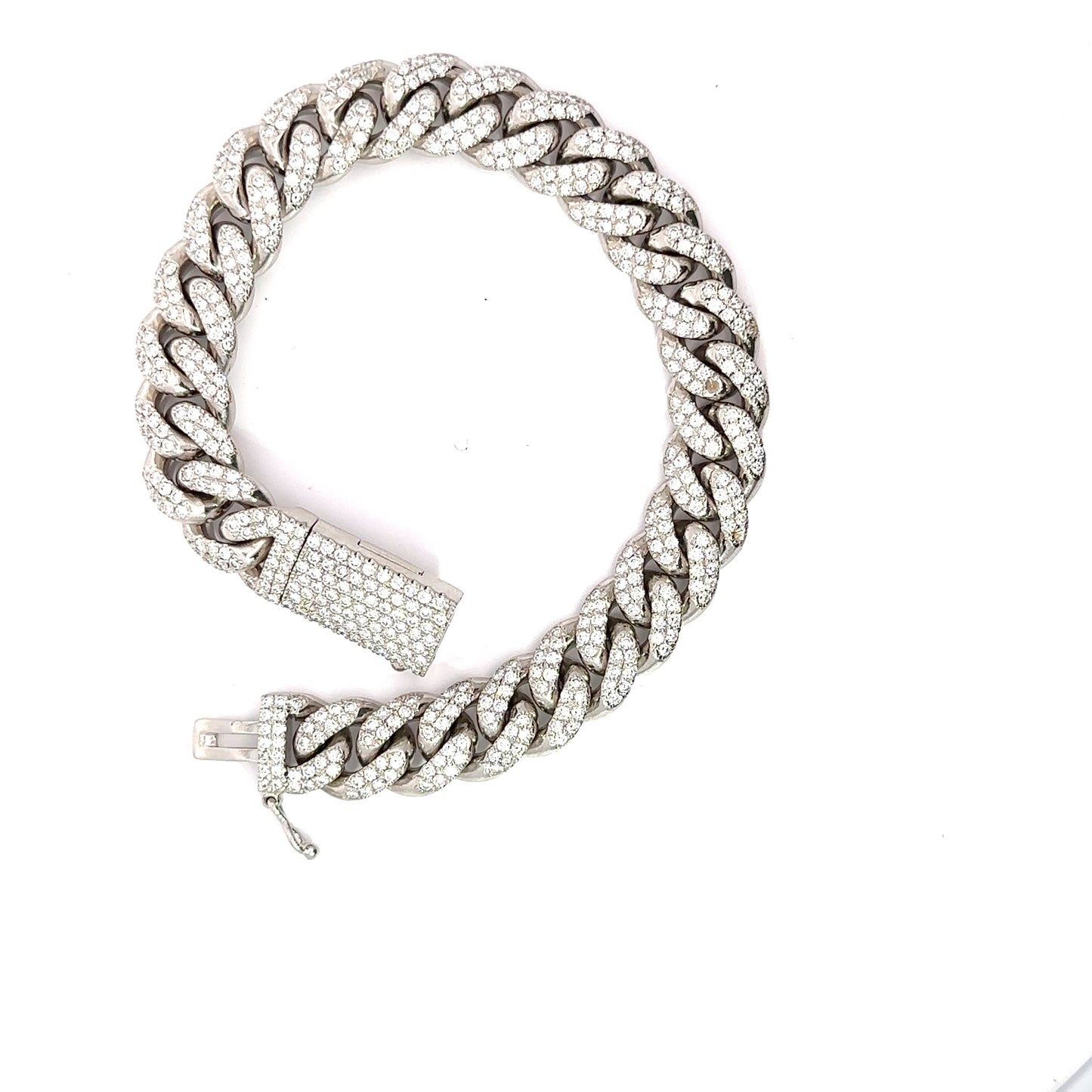 Diamond Cuban Bracelet 14K White Gold