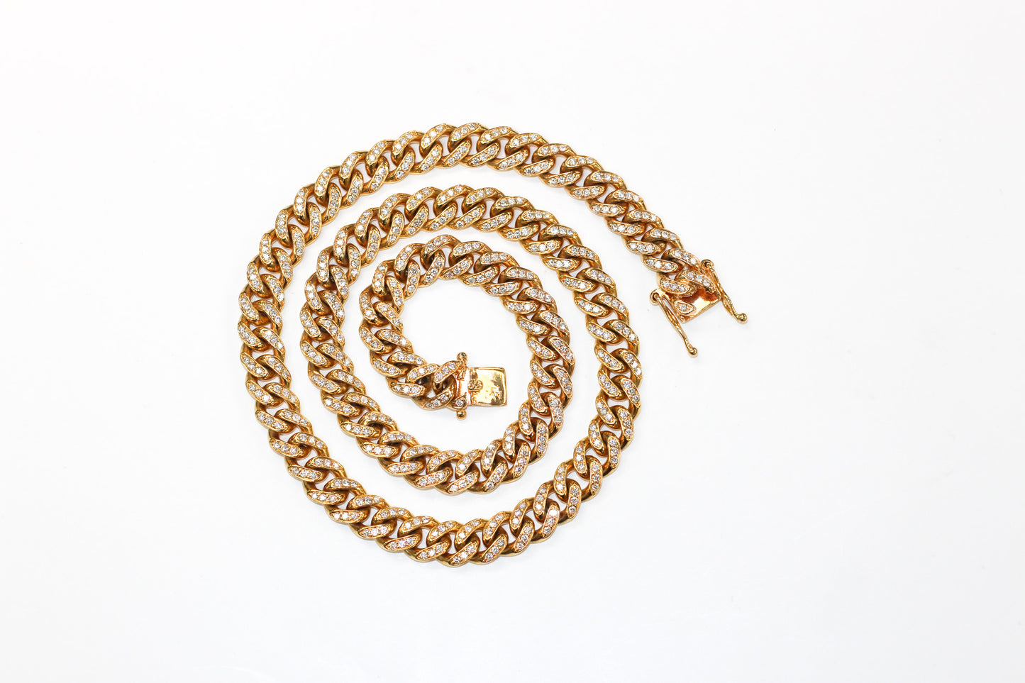 10KT Yellow Gold Cuban Chain with Round Diamonds