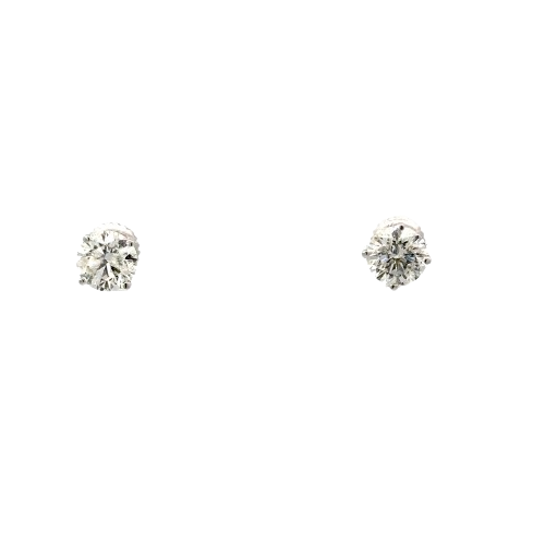 14KT White Gold White Stone Stud