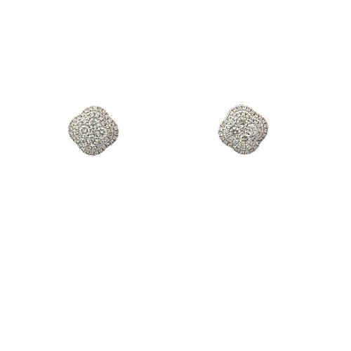 14K White Gold Flower Design Diamond Studs