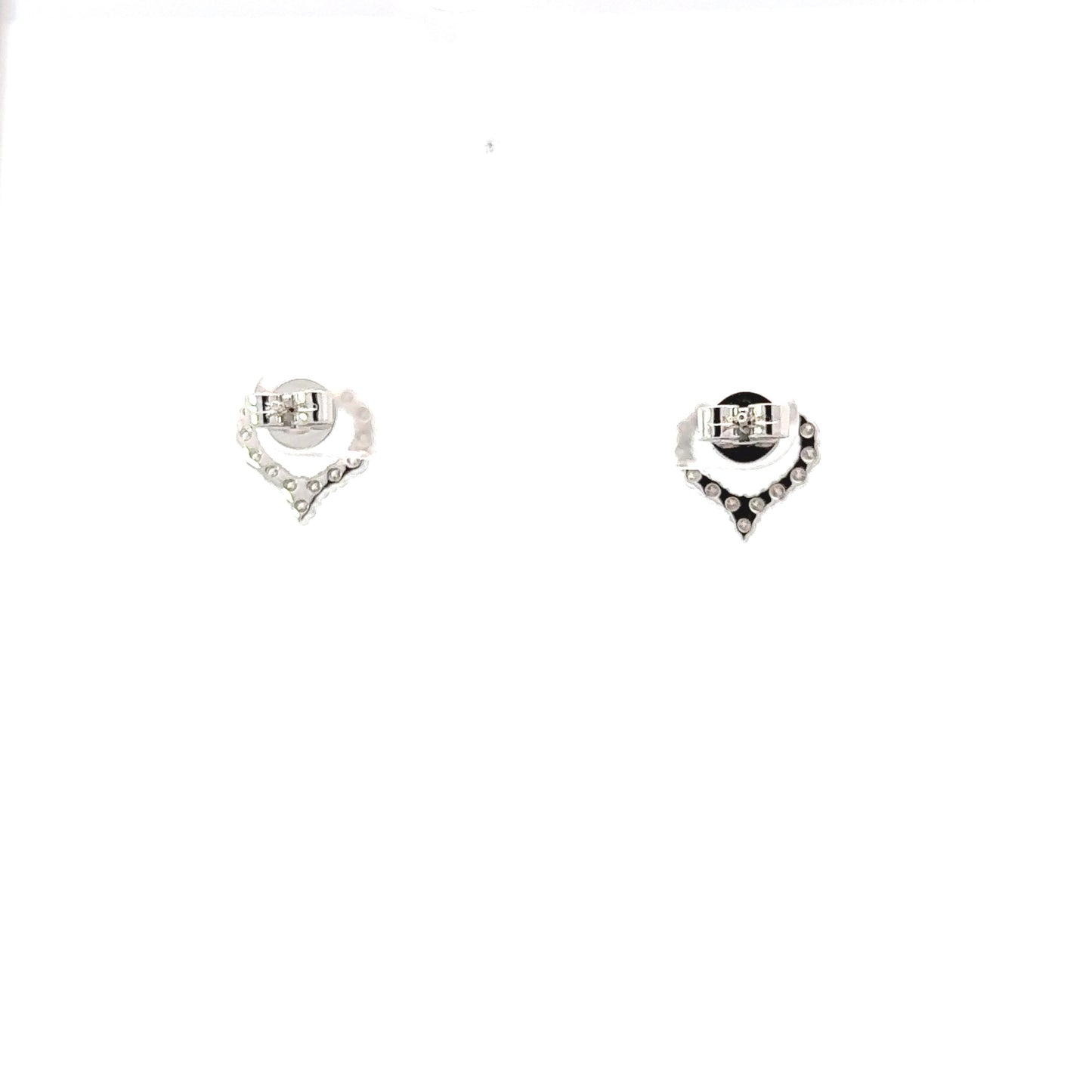 Natural Diamond 18K White Gold Heart Shaped Stud Earrings