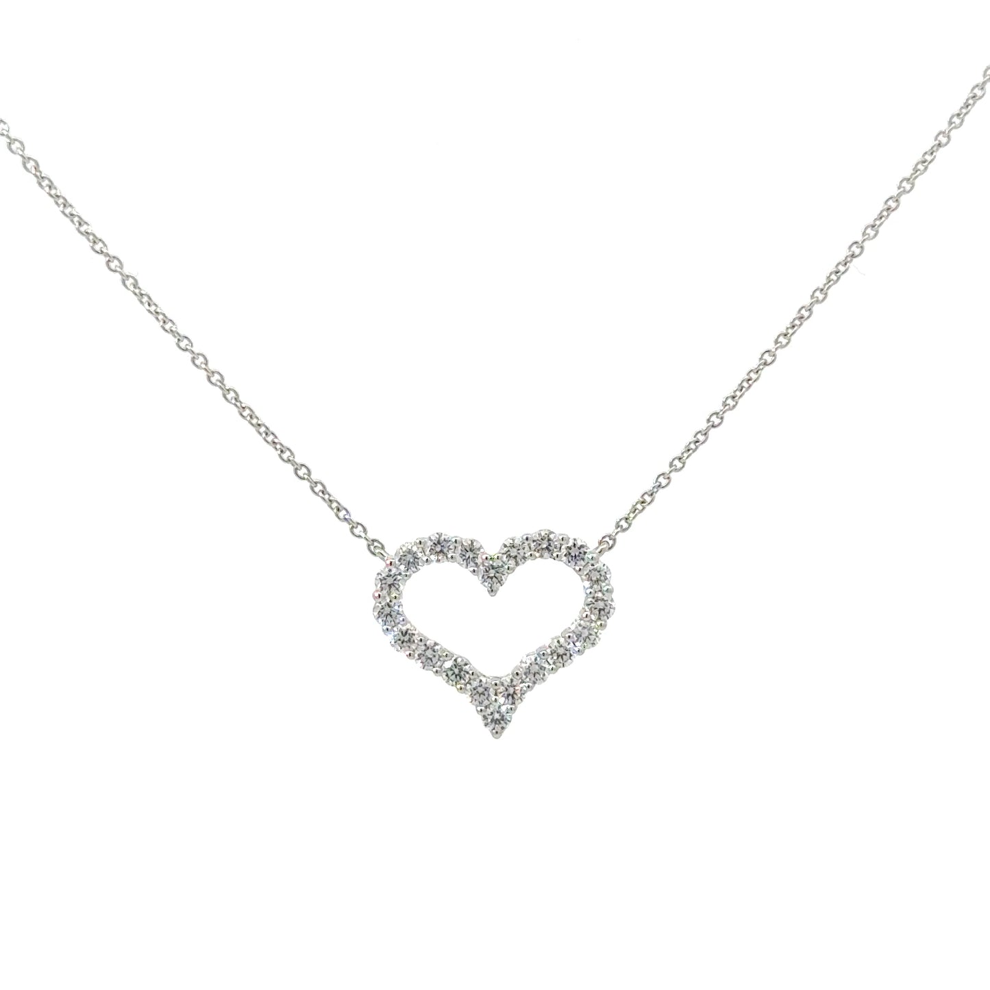 Natural Diamond 18K White Gold Heart Shaped Pendant