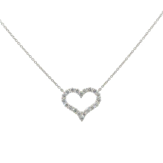 Natural Diamond 18K White Gold Heart Shaped Pendant
