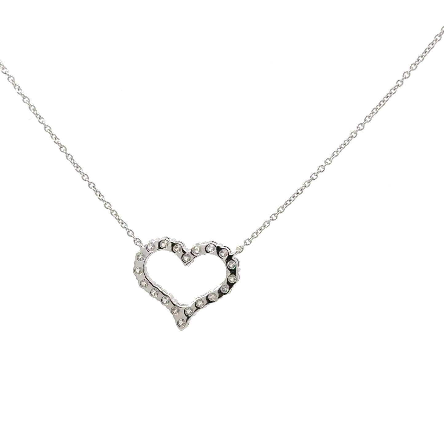 Natural Diamond 18K White Gold Heart Shaped Pendant