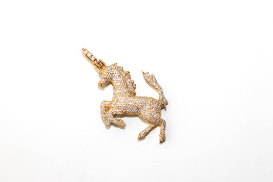 14KT Yellow Gold Horse Pendant with Round Diamonds