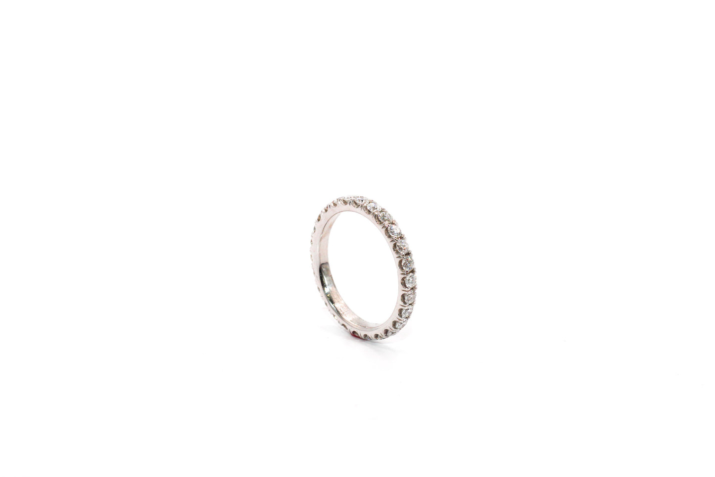 18KT White Gold Wedding Band with Round Diamonds