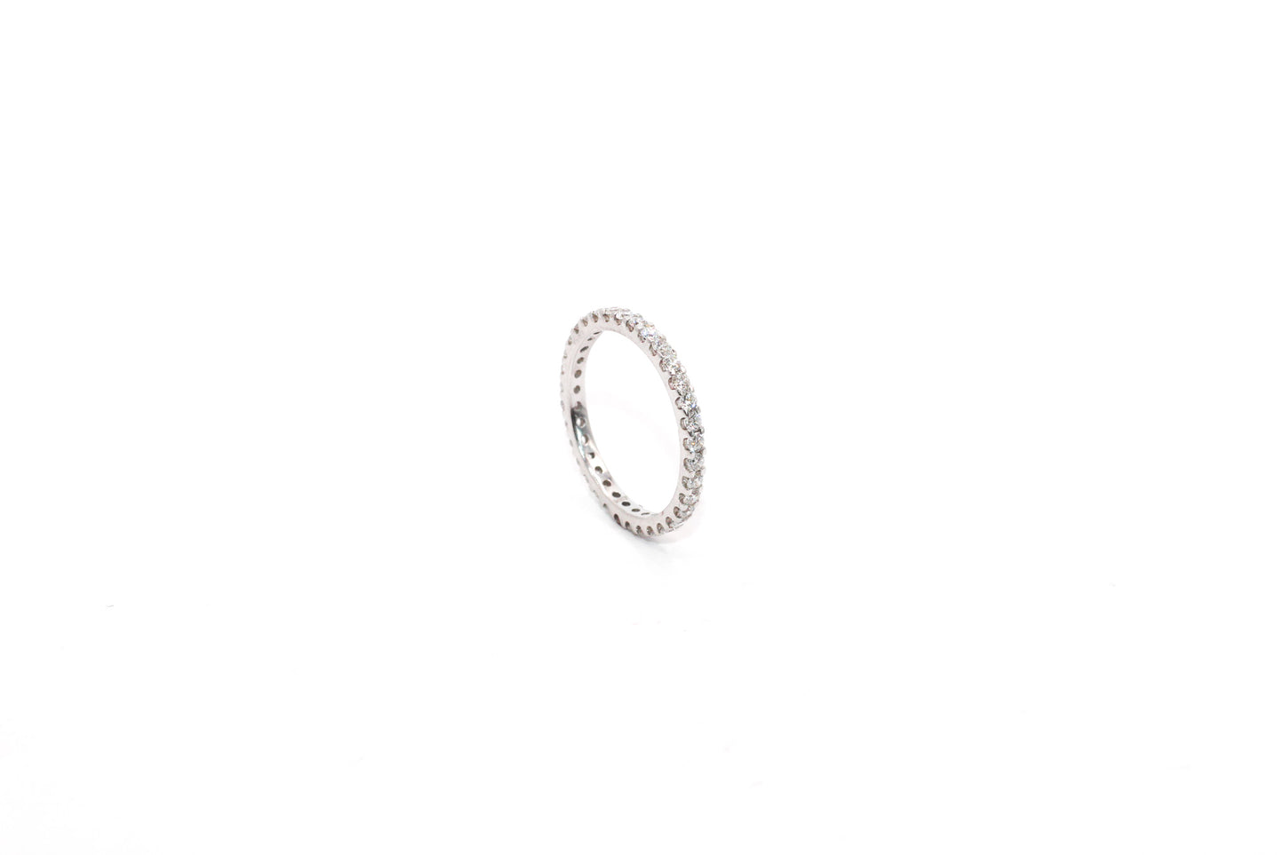 14KT White Gold Wedding Band with Round Diamonds