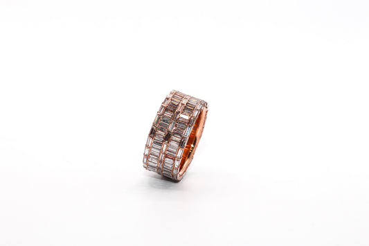 14K Rose Gold Wedding Band with Baguette
