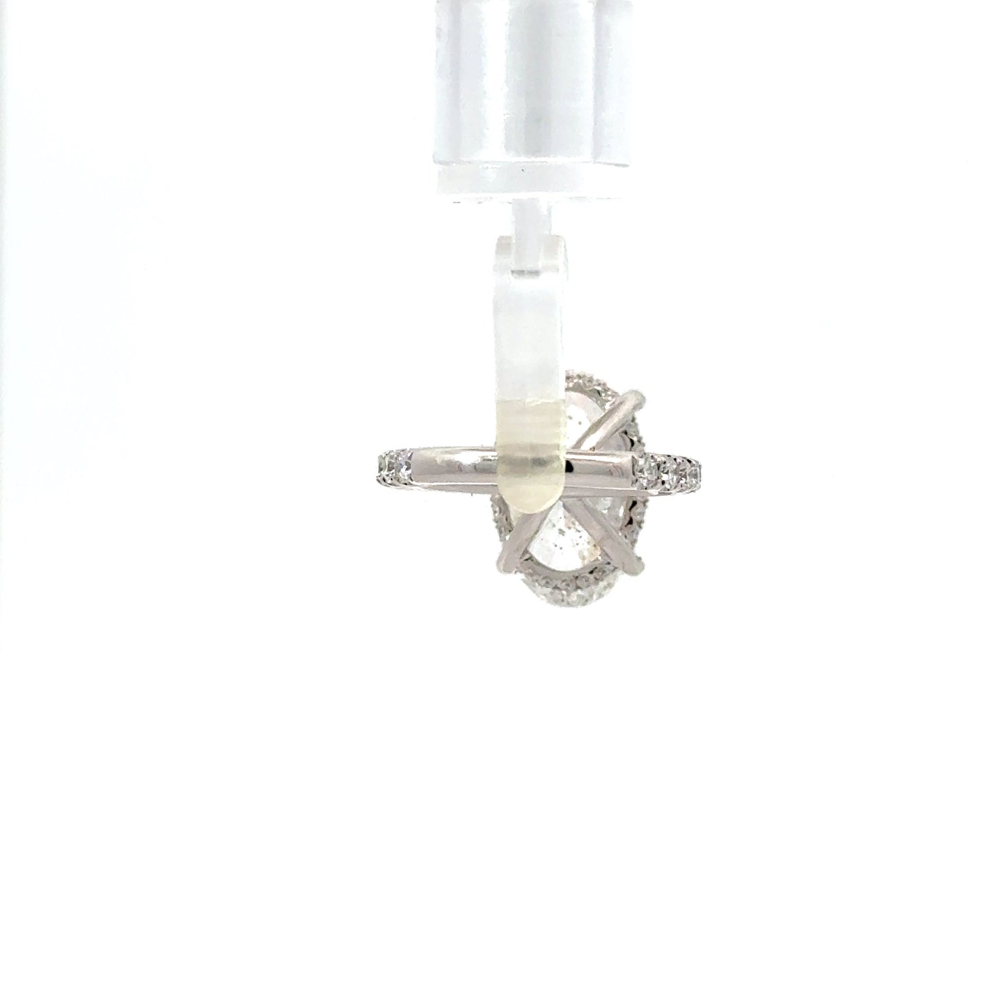 Lab Grown Diamond Oval 7ct Engagement Ring 18K with Side Diamond Band