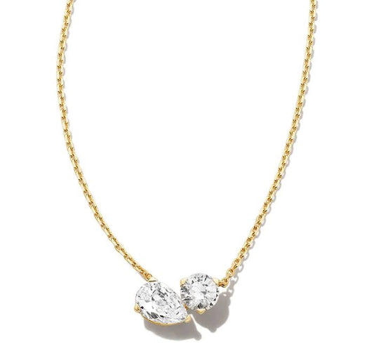 Lab Grown Diamond Pear Shaped and Round Birthstone Pendants 14K Yellow Gold