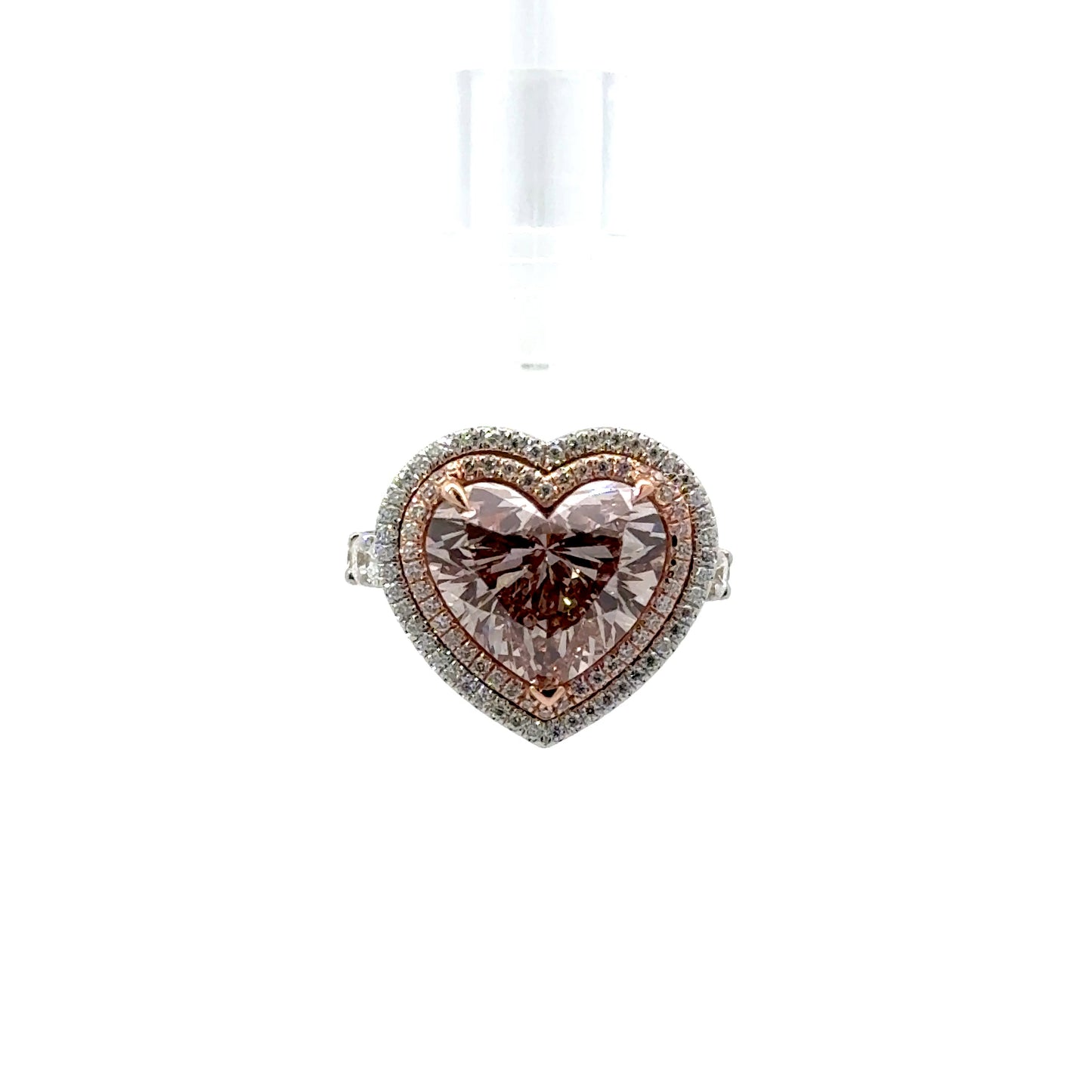Lab Grown Diamond Pink Heart Shaped Cocktail Ring 18K White Gold