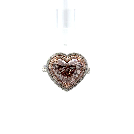 Lab Grown Diamond Pink Heart Shaped Cocktail Ring 18K White Gold