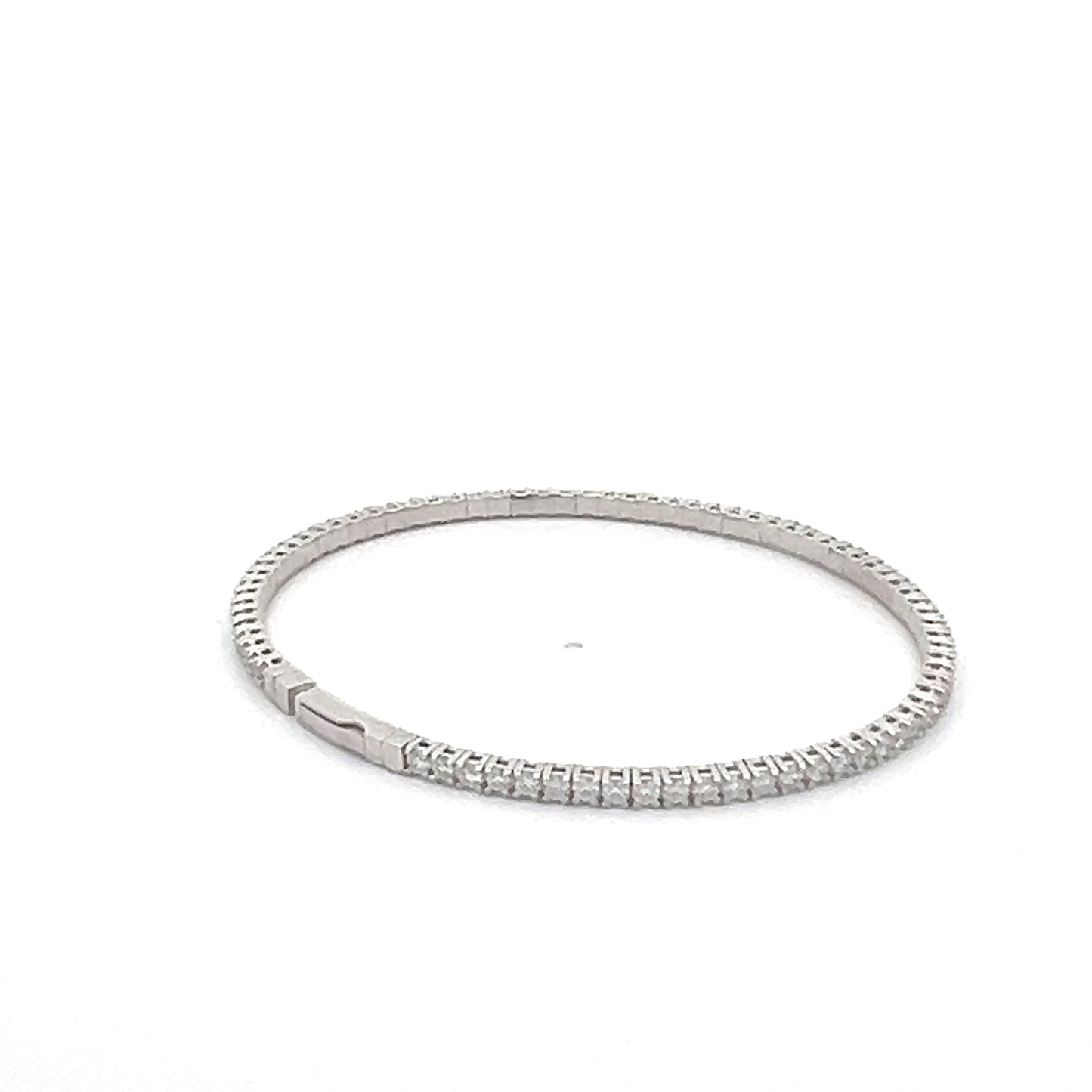 14K White Gold Diamond Bangle Bracelet