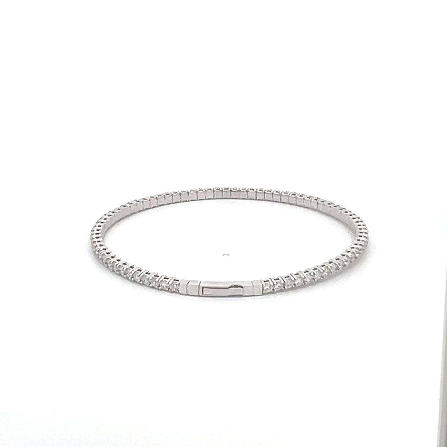 14K White Gold Diamond Bangle Bracelet