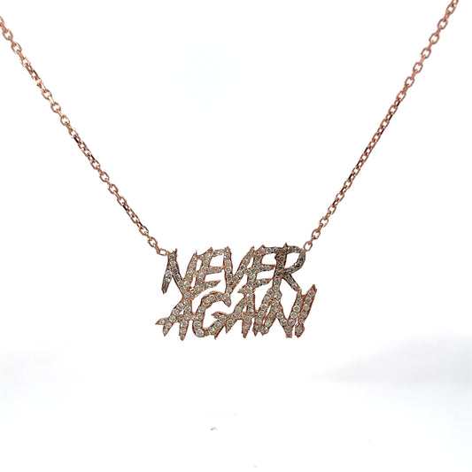 14K Rose Gold Diamond Charm Chain ( Never Again ) Custom Made