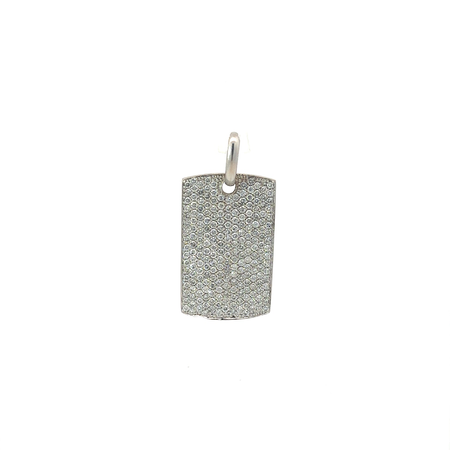 18K Diamond Dog Tag Pendant White Gold