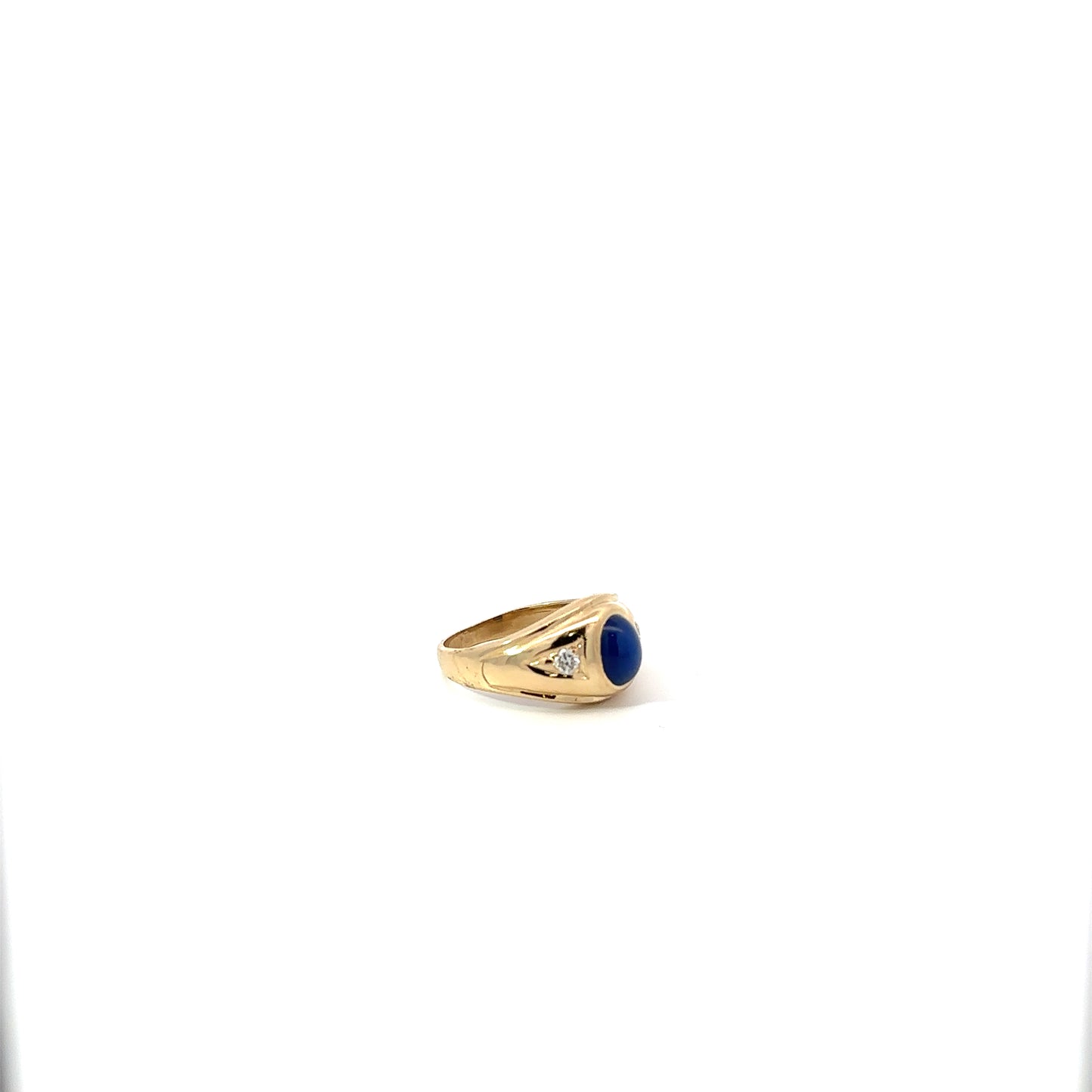 14K Men's Coral Stone Ring Yellow Gold