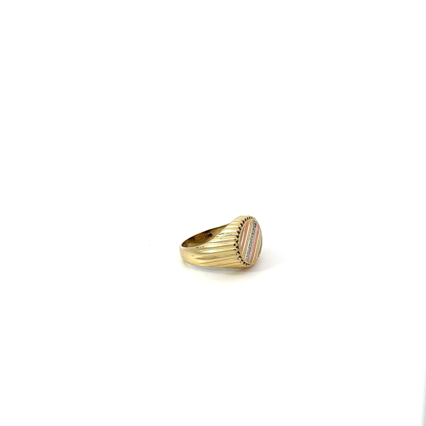 14K Men's Diamond Ring Yellow Gold