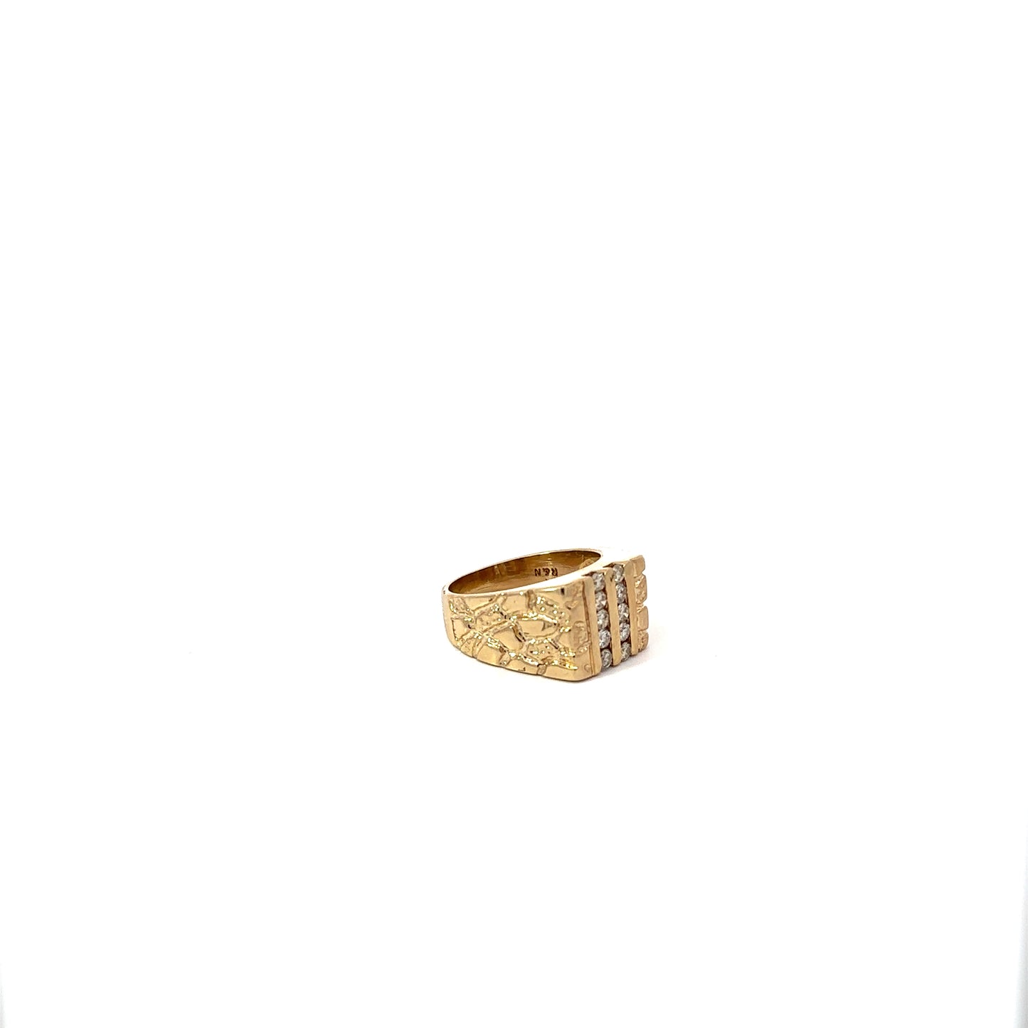 14K Men's Diamond Ring Yellow Gold