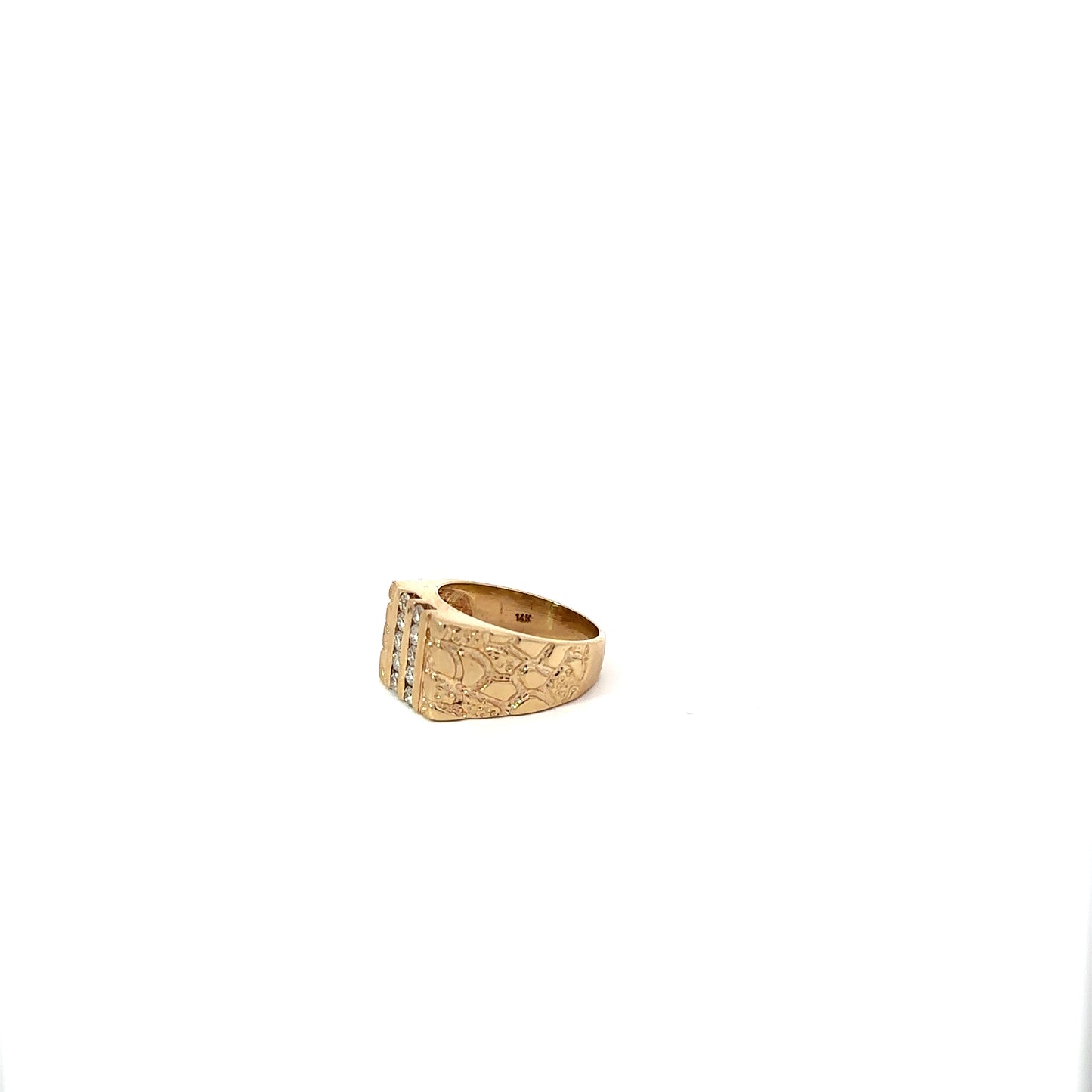 14K Men's Diamond Ring Yellow Gold